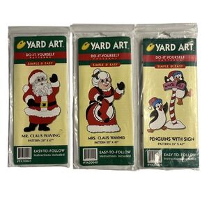 Vintage s Yard Art DIY Pattern Wood Decor 90s Christmas Decor Santa Penquis NOS
